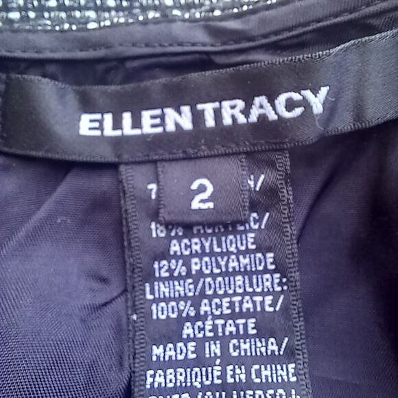 Ellen Tracy Tweed Pencil Skirt-Size 2-Charcoal/Black-Lined-Kick Pleat-Career-NEW - Picture 8 of 10